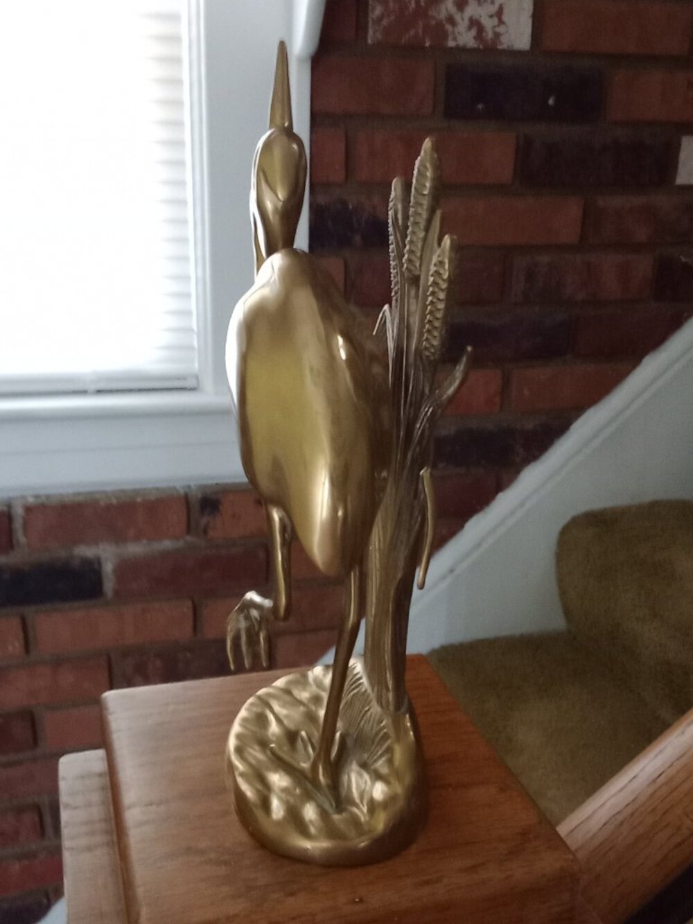 Brass Heron Sculpture - Picture 4 of 7